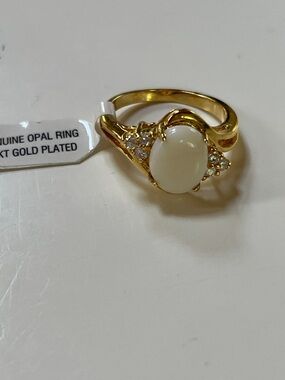 White OPAL 14kt Gold-Plated CZ ring